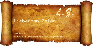 Lieberman Zalán névjegykártya